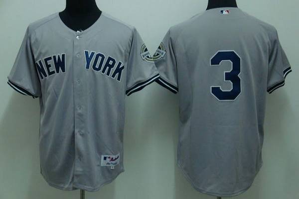 Yankees #3 Babe Ruth Stitched Grey MLB Jersey - Click Image to Close